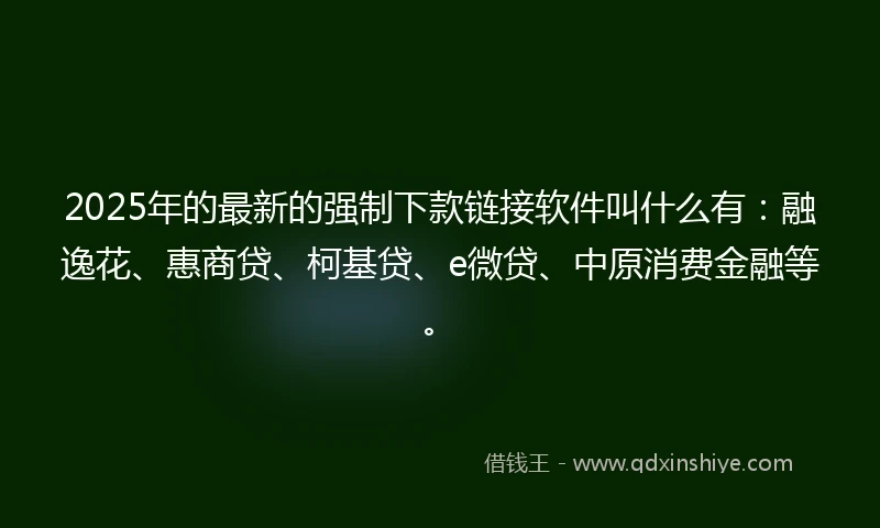 2025年的最新的强制下款链接软件叫什么有：融逸花、惠商贷、柯基贷、e微贷、中原消费金融等。
