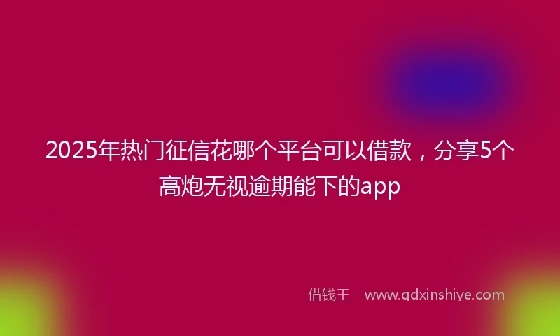 2025年热门征信花哪个平台可以借款，分享5个高炮无视逾期能下的app