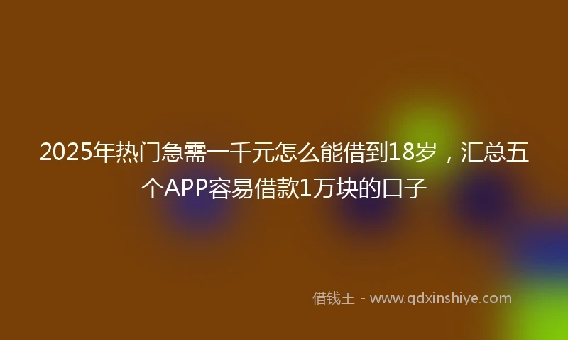 2025年热门急需一千元怎么能借到18岁，汇总五个APP容易借款1万块的口子