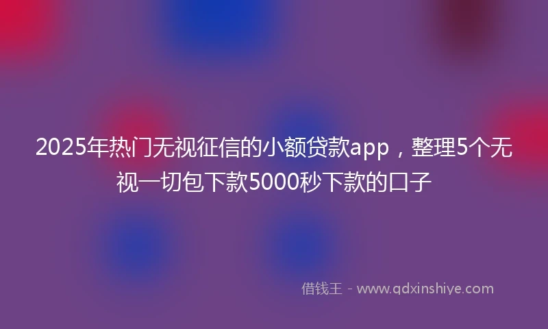 2025年热门无视征信的小额贷款app，整理5个无视一切包下款5000秒下款的口子