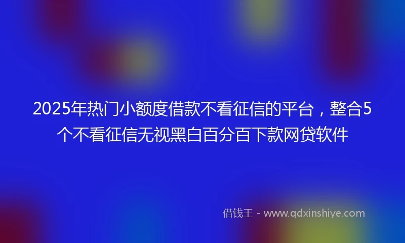 2025年热门小额度借款不看征信的平台，整合5个不看征信无视黑白百分百下款网贷软件
