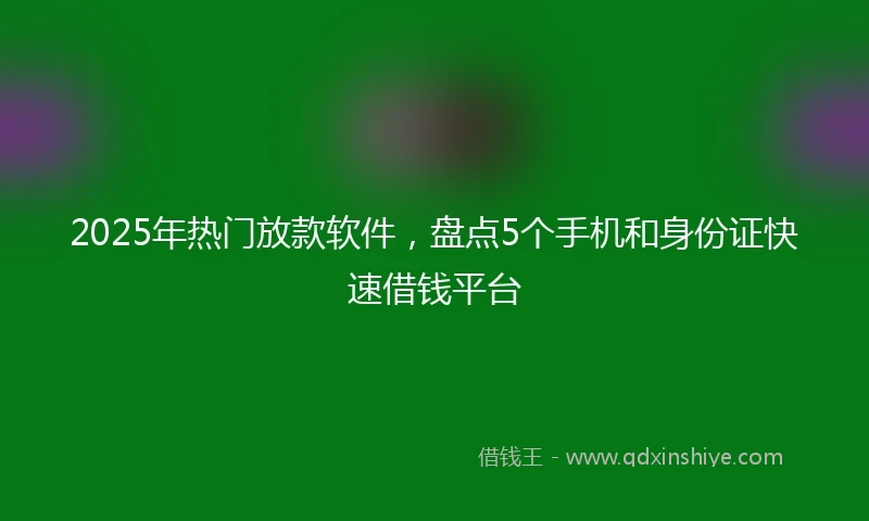 2025年热门放款软件，盘点5个手机和身份证快速借钱平台
