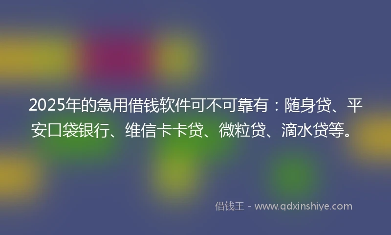 2025年的急用借钱软件可不可靠有：随身贷、平安口袋银行、维信卡卡贷、微粒贷、滴水贷等。
