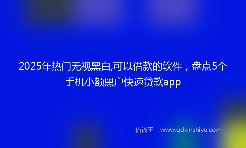 2025年热门无视黑白,可以借款的软件，盘点5个手机小额黑户快速贷款app