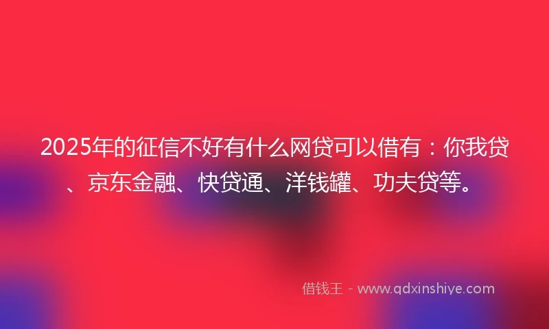 2025年的征信不好有什么网贷可以借有：你我贷、京东金融、快贷通、洋钱罐、功夫贷等。