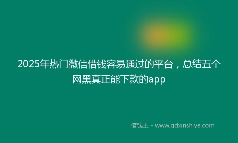2025年热门微信借钱容易通过的平台，总结五个网黑真正能下款的app