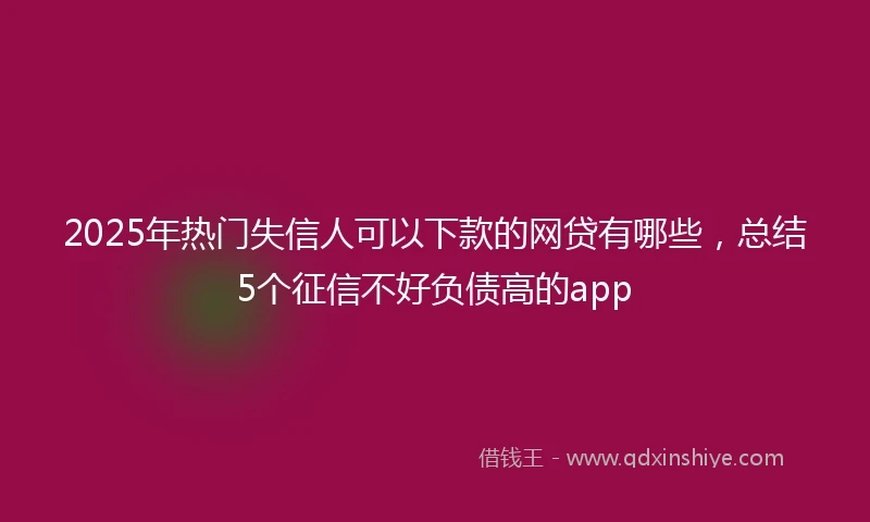 2025年热门失信人可以下款的网贷有哪些，总结5个征信不好负债高的app