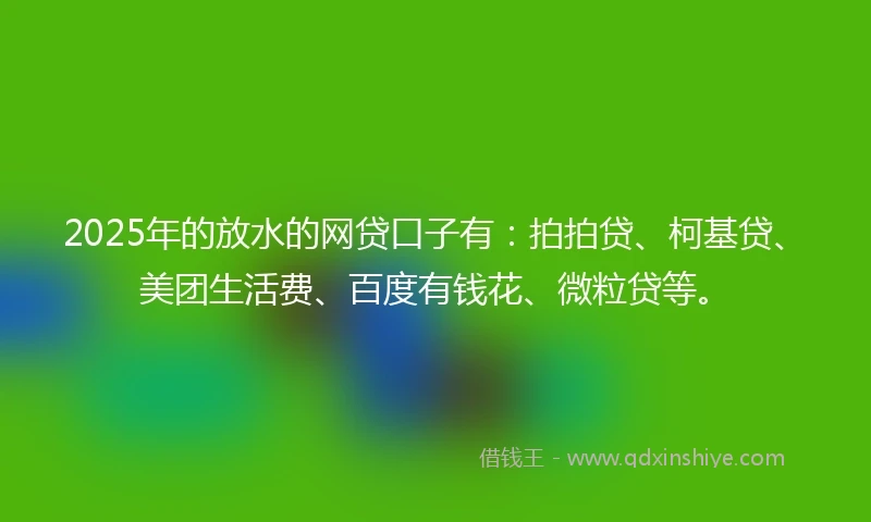 2025年的放水的网贷口子有：拍拍贷、柯基贷、美团生活费、百度有钱花、微粒贷等。