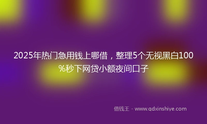 2025年热门急用钱上哪借,整理5个无视黑白100%秒下网贷小额夜间口子