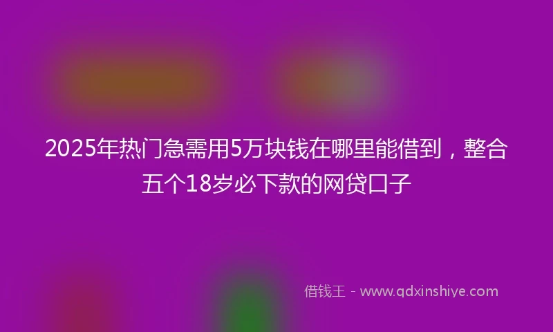 2025年热门急需用5万块钱在哪里能借到，整合五个18岁必下款的网贷口子