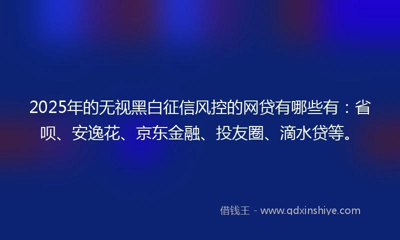 2025年的无视黑白征信风控的网贷有哪些有：省呗、安逸花、京东金融、投友圈、滴水贷等。