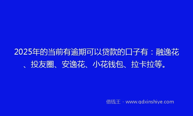 2025年的当前有逾期可以贷款的口子有：融逸花、投友圈、安逸花、小花钱包、拉卡拉等。