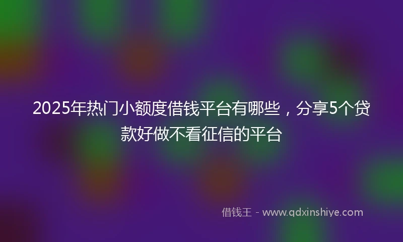 2025年热门小额度借钱平台有哪些，分享5个贷款好做不看征信的平台