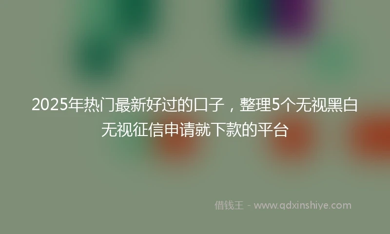 2025年热门最新好过的口子，整理5个无视黑白无视征信申请就下款的平台