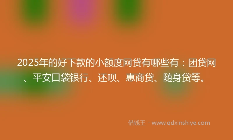 2025年的好下款的小额度网贷有哪些有：团贷网、平安口袋银行、还呗、惠商贷、随身贷等。