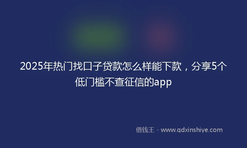 2025年热门找口子贷款怎么样能下款，分享5个低门槛不查征信的app