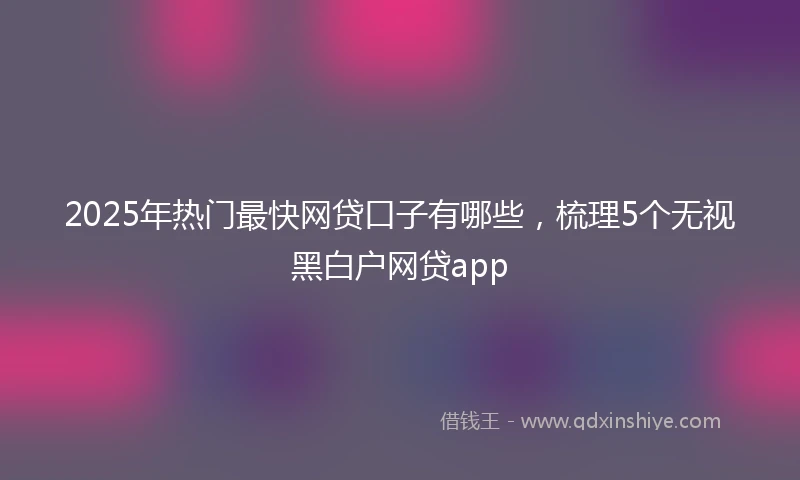 2025年热门最快网贷口子有哪些，梳理5个无视黑白户网贷app