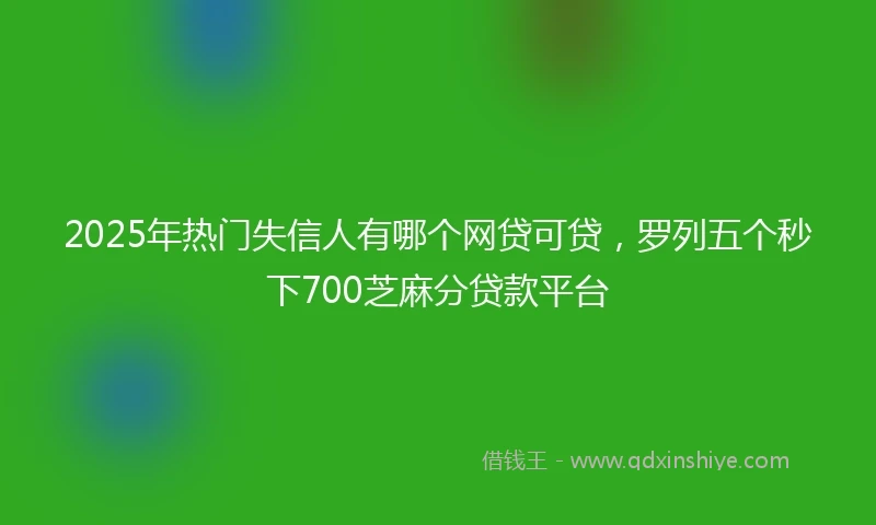 2025年热门失信人有哪个网贷可贷，罗列五个秒下700芝麻分贷款平台