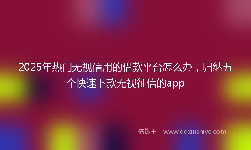 2025年热门无视信用的借款平台怎么办，归纳五个快速下款无视征信的app