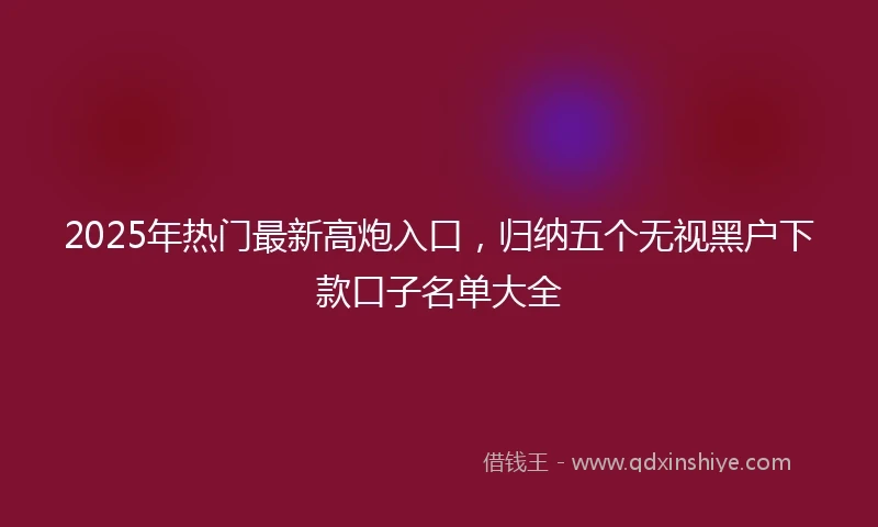 2025年热门最新高炮入口，归纳五个无视黑户下款口子名单大全