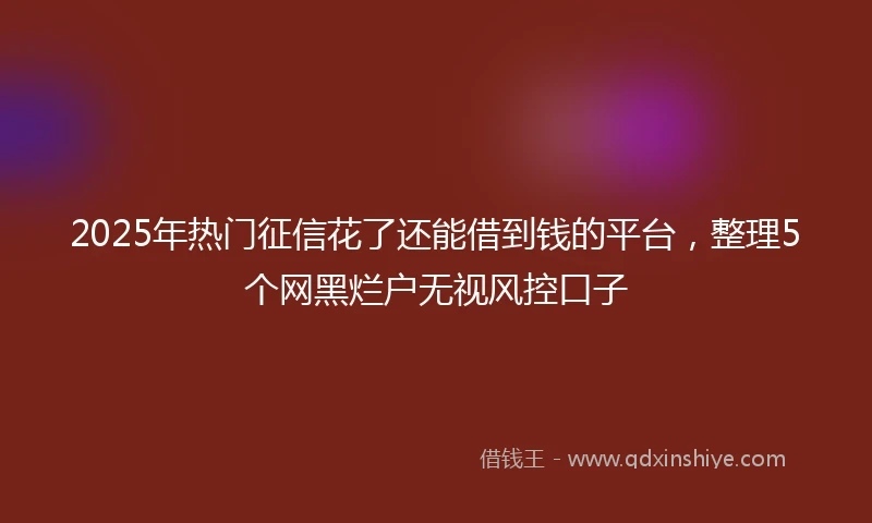 2025年热门征信花了还能借到钱的平台，整理5个网黑烂户无视风控口子