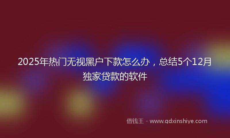 2025年热门无视黑户下款怎么办，总结5个12月独家贷款的软件