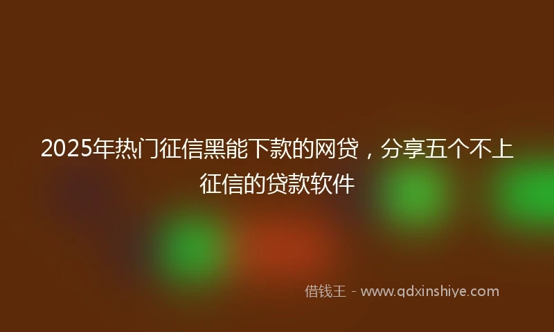 2025年热门征信黑能下款的网贷,分享五个不上征信的贷款软件