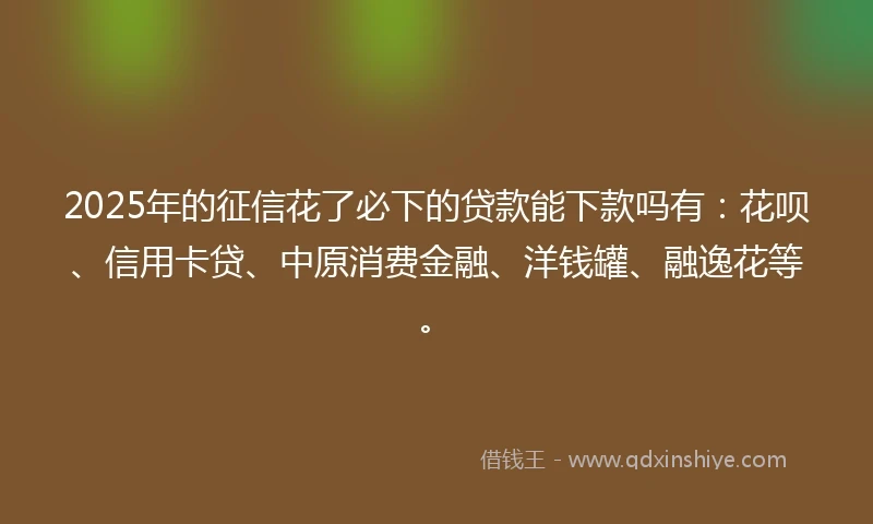 2025年的征信花了必下的贷款能下款吗有:花呗、信用卡贷、中原消费金融、洋钱罐、融逸花等。