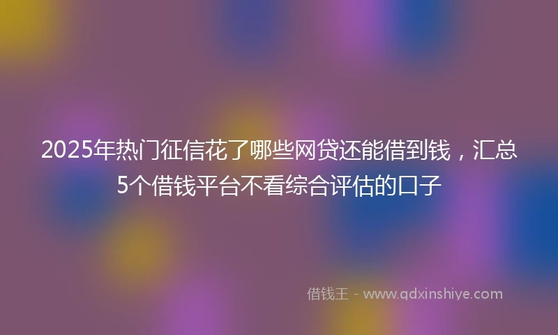 2025年热门征信花了哪些网贷还能借到钱，汇总5个借钱平台不看综合评估的口子