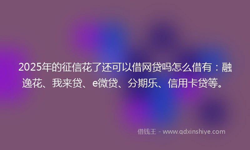 2025年的征信花了还可以借网贷吗怎么借有：融逸花、我来贷、e微贷、分期乐、信用卡贷等。