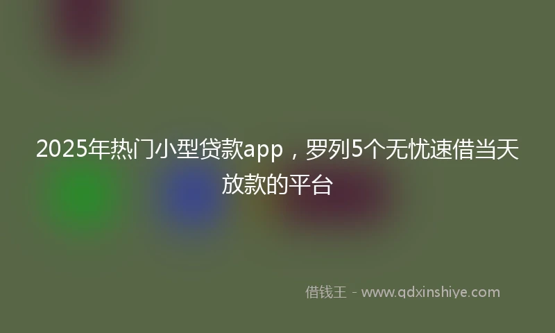 2025年热门小型贷款app，罗列5个无忧速借当天放款的平台
