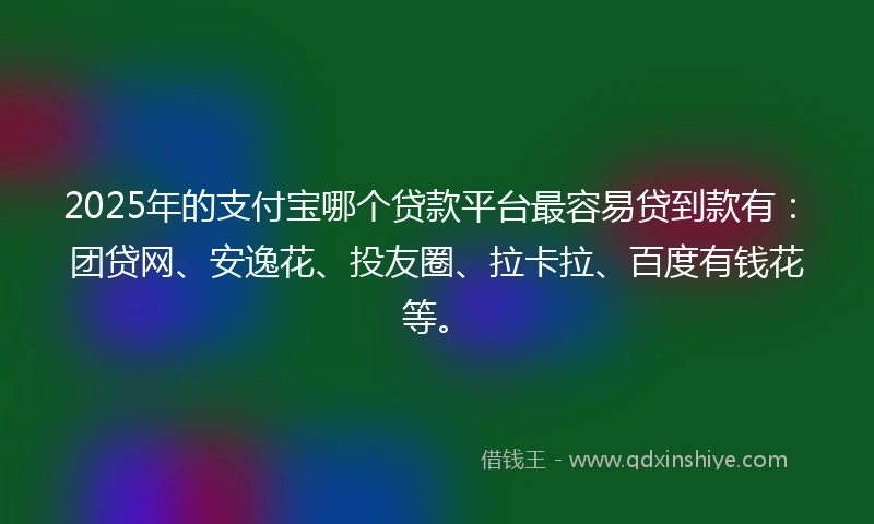 2025年的支付宝哪个贷款平台最容易贷到款有：团贷网、安逸花、投友圈、拉卡拉、百度有钱花等。