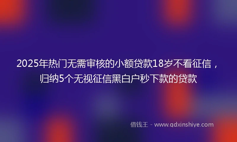 2025年热门无需审核的小额贷款18岁不看征信，归纳5个无视征信黑白户秒下款的贷款