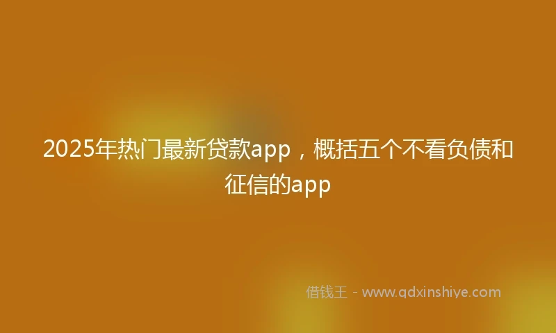 2025年热门最新贷款app，概括五个不看负债和征信的app