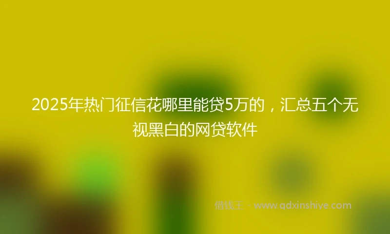 2025年热门征信花哪里能贷5万的，汇总五个无视黑白的网贷软件