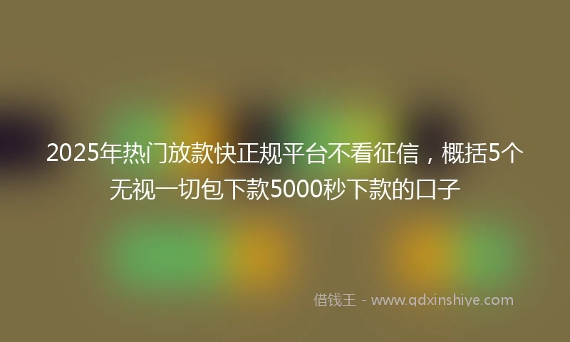 2025年热门放款快正规平台不看征信，概括5个无视一切包下款5000秒下款的口子