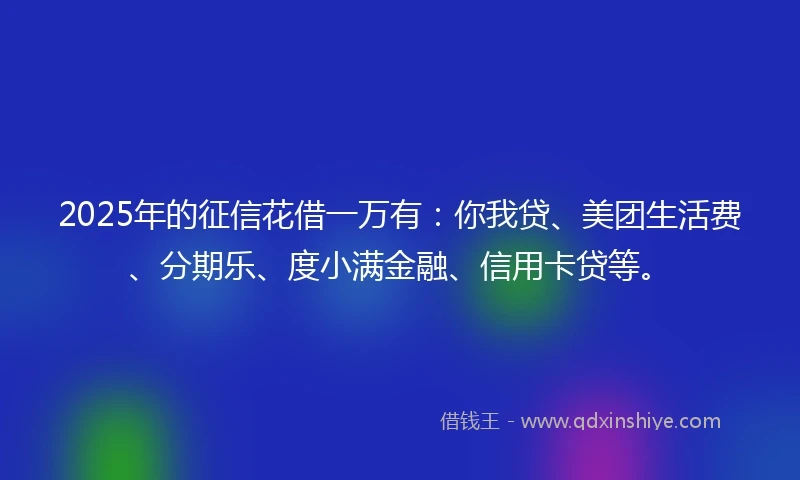 2025年的征信花借一万有：你我贷、美团生活费、分期乐、度小满金融、信用卡贷等。