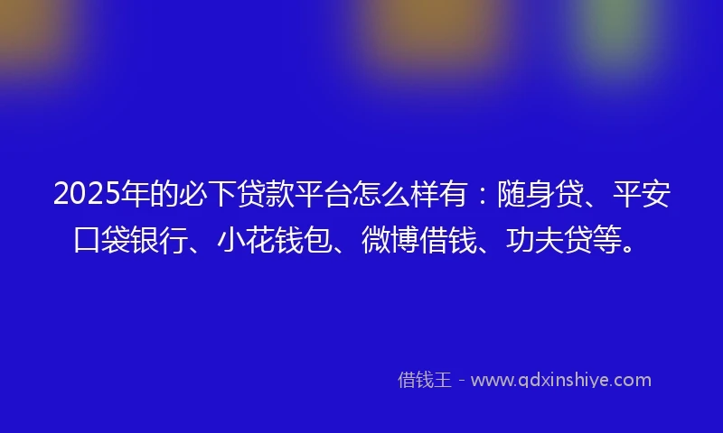 2025年的必下贷款平台怎么样有：随身贷、平安口袋银行、小花钱包、微博借钱、功夫贷等。