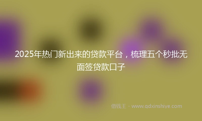 2025年热门新出来的贷款平台，梳理五个秒批无面签贷款口子