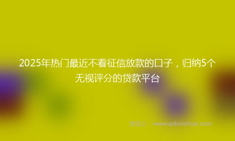 2025年热门最近不看征信放款的口子，归纳5个无视评分的贷款平台