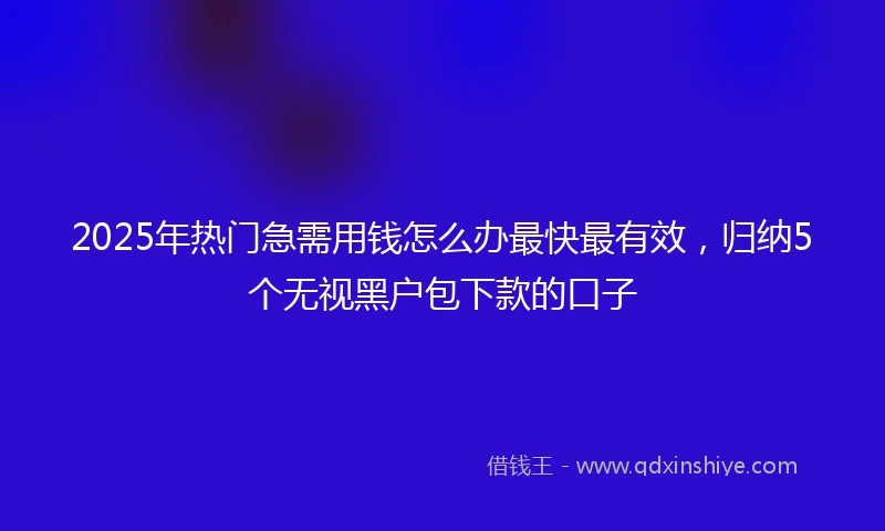 2025年热门急需用钱怎么办最快最有效，归纳5个无视黑户包下款的口子