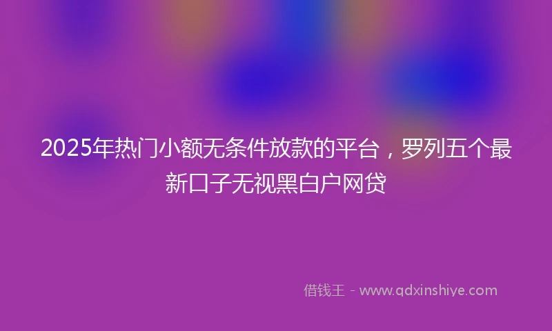 2025年热门小额无条件放款的平台，罗列五个最新口子无视黑白户网贷