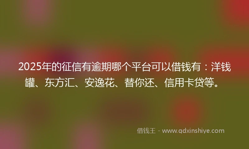 2025年的征信有逾期哪个平台可以借钱有：洋钱罐、东方汇、安逸花、替你还、信用卡贷等。