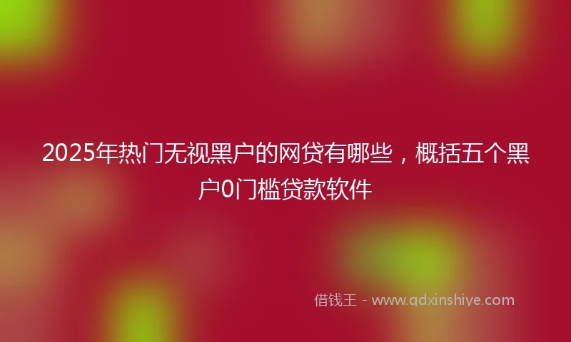 2025年热门无视黑户的网贷有哪些，概括五个黑户0门槛贷款软件