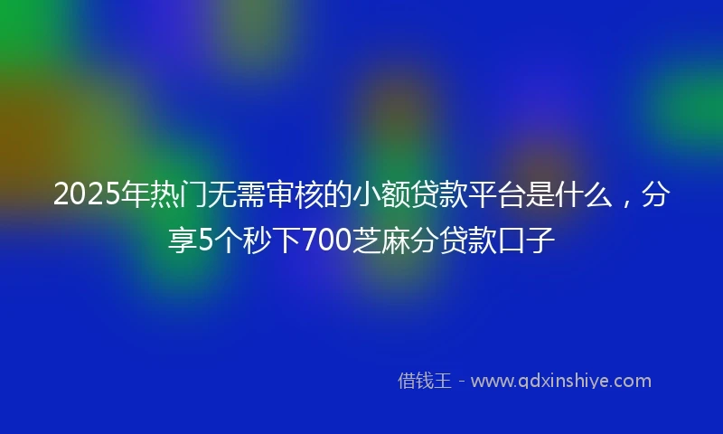 2025年热门无需审核的小额贷款平台是什么，分享5个秒下700芝麻分贷款口子