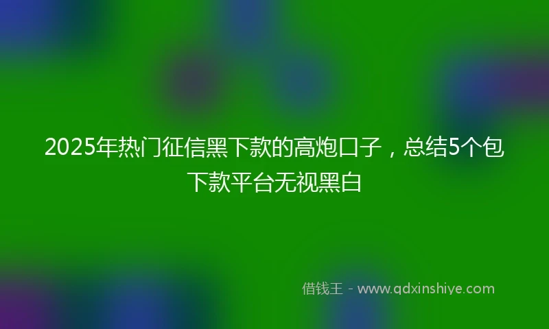 2025年热门征信黑下款的高炮口子，总结5个包下款平台无视黑白