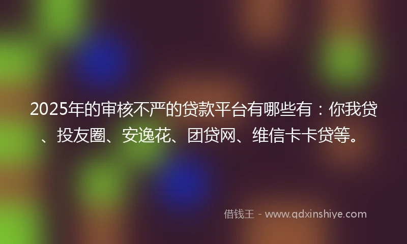 2025年的审核不严的贷款平台有哪些有：你我贷、投友圈、安逸花、团贷网、维信卡卡贷等。