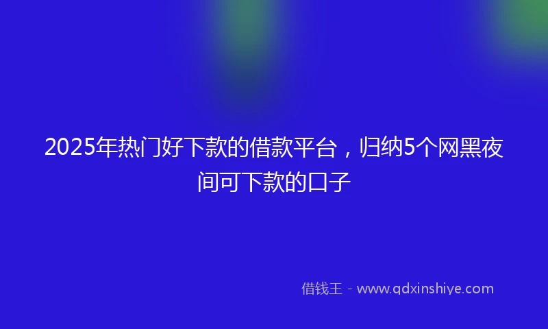 2025年热门好下款的借款平台，归纳5个网黑夜间可下款的口子