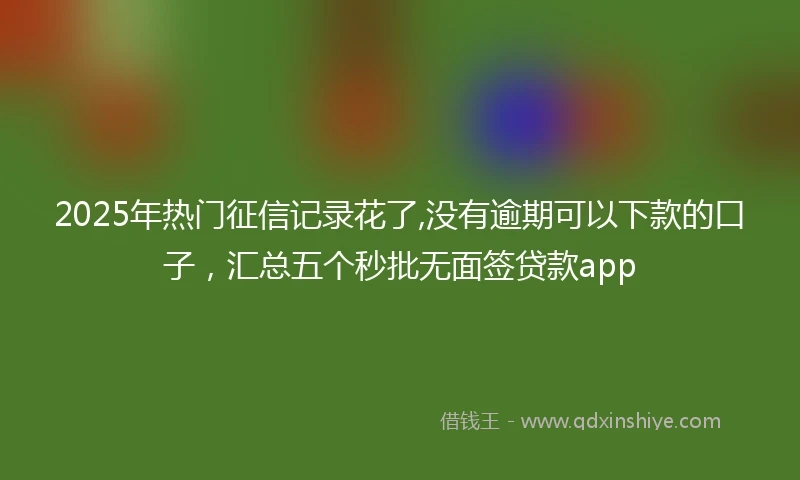 2025年热门征信记录花了,没有逾期可以下款的口子，汇总五个秒批无面签贷款app