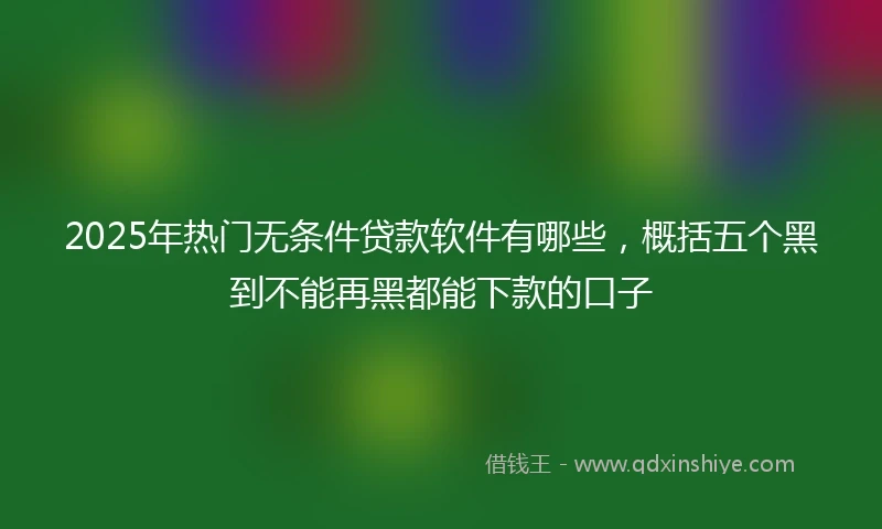 2025年热门无条件贷款软件有哪些，概括五个黑到不能再黑都能下款的口子